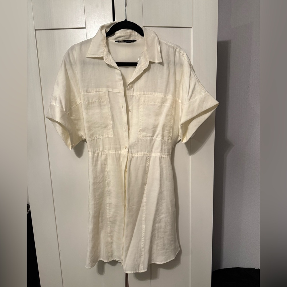 White Zara button up dress